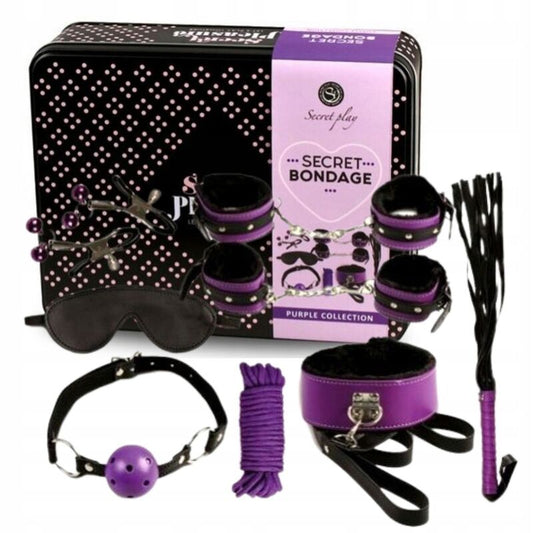 SECRETPLAY - BDSM SET 8PCS PURBLE / NOIR. SECRETPLAY 100% FETISH