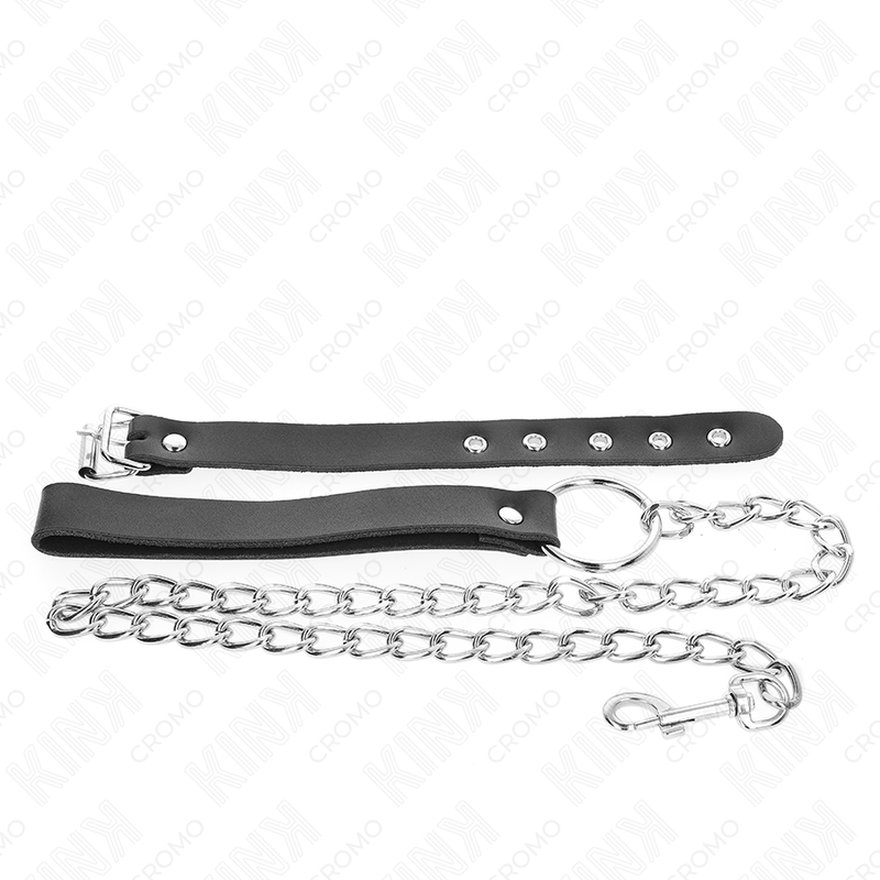 KINK - ANNEAU PÉNIS EN CUIR AVEC SANGLE 21,5 X 2 CM ET CHAÎNE EN MÉTAL 60 CM KINK RING POWER