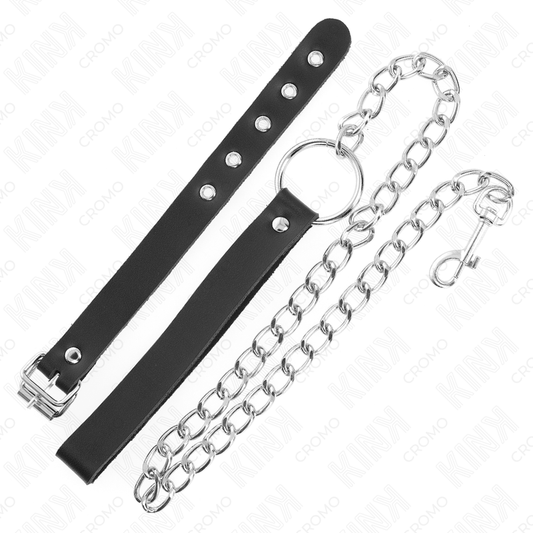 KINK - ANNEAU PÉNIS EN CUIR AVEC SANGLE 21,5 X 2 CM ET CHAÎNE EN MÉTAL 60 CM KINK RING POWER