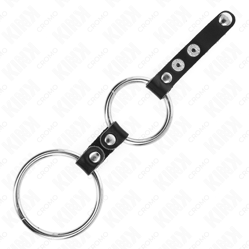 KINK - DOUBLE ANNEAU PÉNIS 3,8 CM À 5 CM CONNECTÉ PAR CUIR KINK RING POWER
