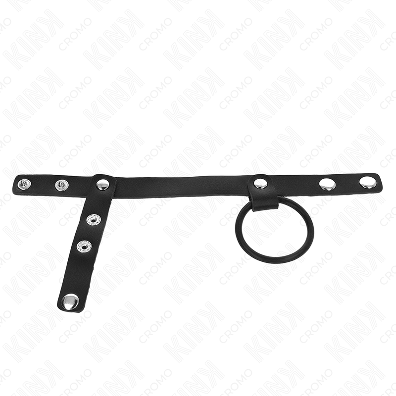 KINK - ANNEAU PÉNIS EN SILICONE 3,8 CM AVEC SÉPARATEUR DE BALLES ET SANGLE EN CUIR 22 X 1,5 CM KINK RING POWER
