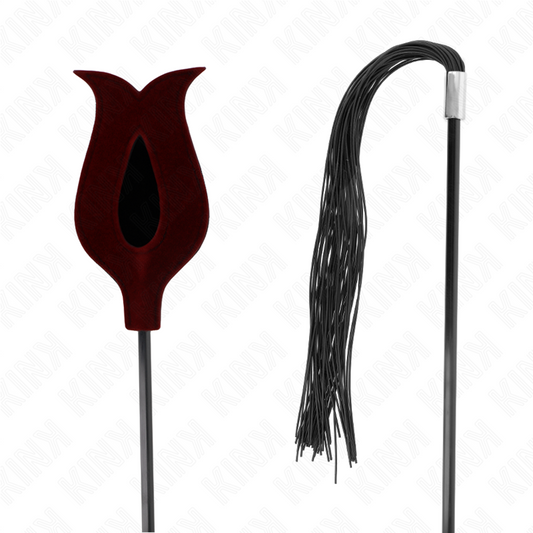 KINK - Fouet à pompon en silicone forme rose 45 cm KINK IMPACT & TOUCH