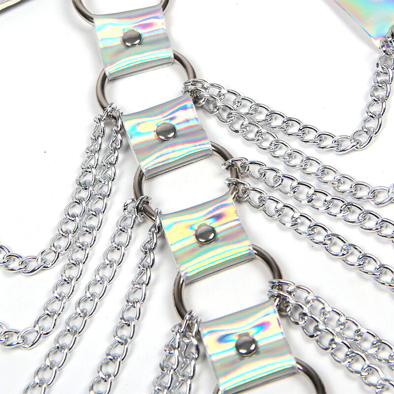 SUBBLIME - 953737 HARNAIS DE POITRINE AVEC ANNEAUX ET CHAÎNES ARGENT TAILLE UNIQUE SUBBLIME FETISH