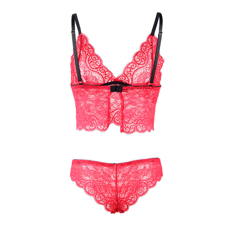 SUBBLIME - 953904 CHEMISIER DE NUIT EN SOIE ET DENTELLE + CULOTTE ROUGE L/XL SUBBLIME SETS