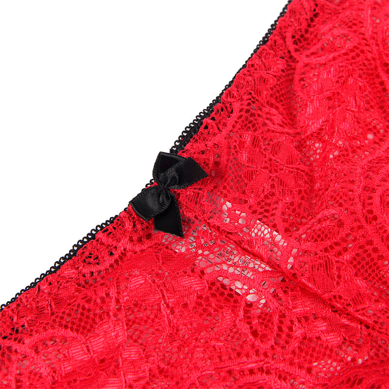 SUBBLIME - 953904 CHEMISIER DE NUIT EN SOIE ET DENTELLE + CULOTTE ROUGE L/XL SUBBLIME SETS