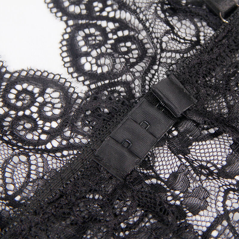 SUBBLIME - 953911 CHEMISIER DE NUIT EN SOIE ET DENTELLE + CULOTTE NOIRE S/M SUBBLIME SETS