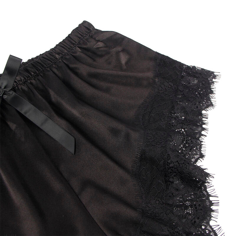 SUBBLIME - 953942 CHEMISE DE NUIT DÉCONTRACTÉE EN SOIE + PANTALON EN DENTELLE NOIR L/XL SUBBLIME SETS