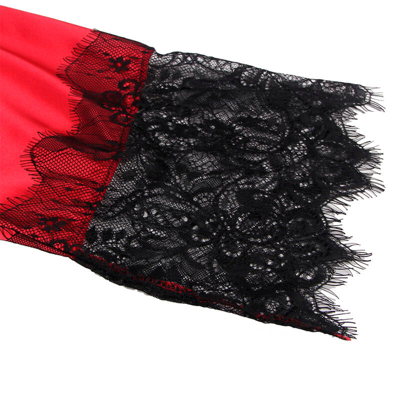 SUBBLIME - 954024 CARACO DOS TRANSPARENT EN DENTELLE + STRING ROUGE/NOIR L/XL SUBBLIME SETS