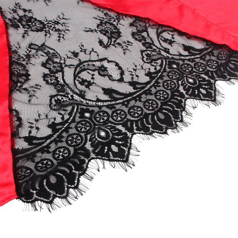 SUBBLIME - 954024 CARACO DOS TRANSPARENT EN DENTELLE + STRING ROUGE/NOIR L/XL SUBBLIME SETS