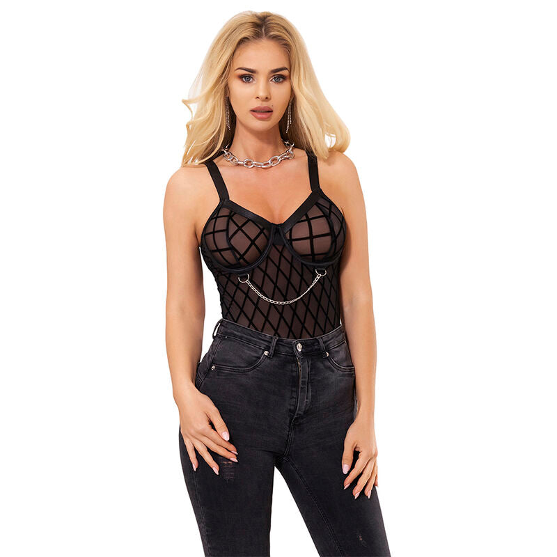 SUBBLIME - 9542277 BODY AVEC CHAÎNES + PORTE-JARRETELLES NOIR L/XL SUBBLIME BODIES