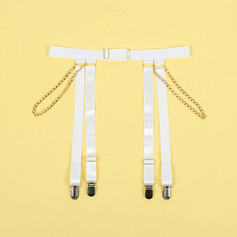 SUBBLIME - 954284 BODY AVEC CHAÎNES + PORTE-JARRETELLES BLANC S/M SUBBLIME BODIES