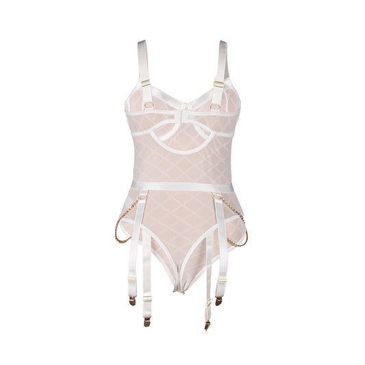 SUBBLIME - 954291 BODY AVEC CHAÎNES + PORTE-JARRETELLES BLANC L/XL SUBBLIME BODIES