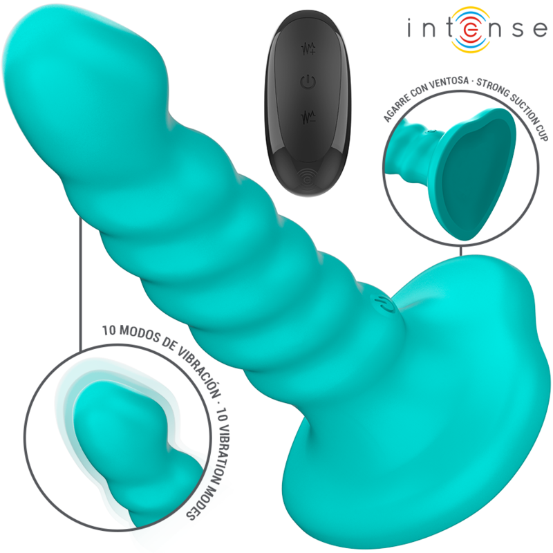 INTENSE - BUFFY VIBRATEUR TAILLE S DESIGN SPIRALE 10 VIBRATIONS TÉLÉCOMMANDE BLEUE INTENSE FUN