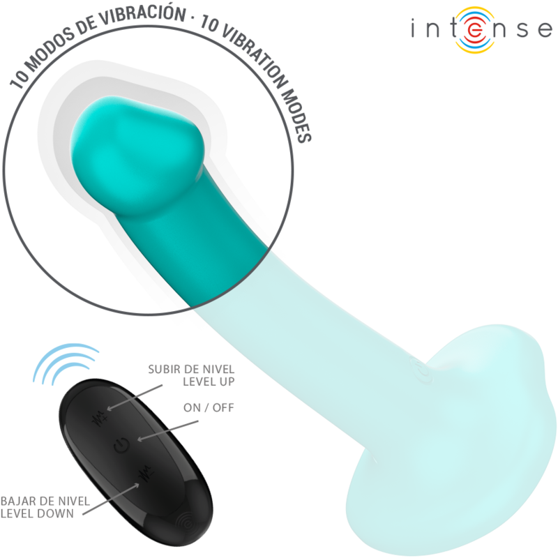 INTENSE - KATIE VIBRATEUR AVEC VENTOUSE 10 VIBRATIONS TÉLÉCOMMANDE BLEUE INTENSE FUN