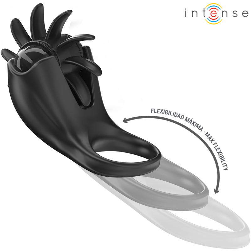 INTENSE - MABEL ANNEAU VIBRANT 10 VIBRATIONS AVEC STIMULATEUR DE CLITORIS NOIR INTENSE COUPLES TOYS