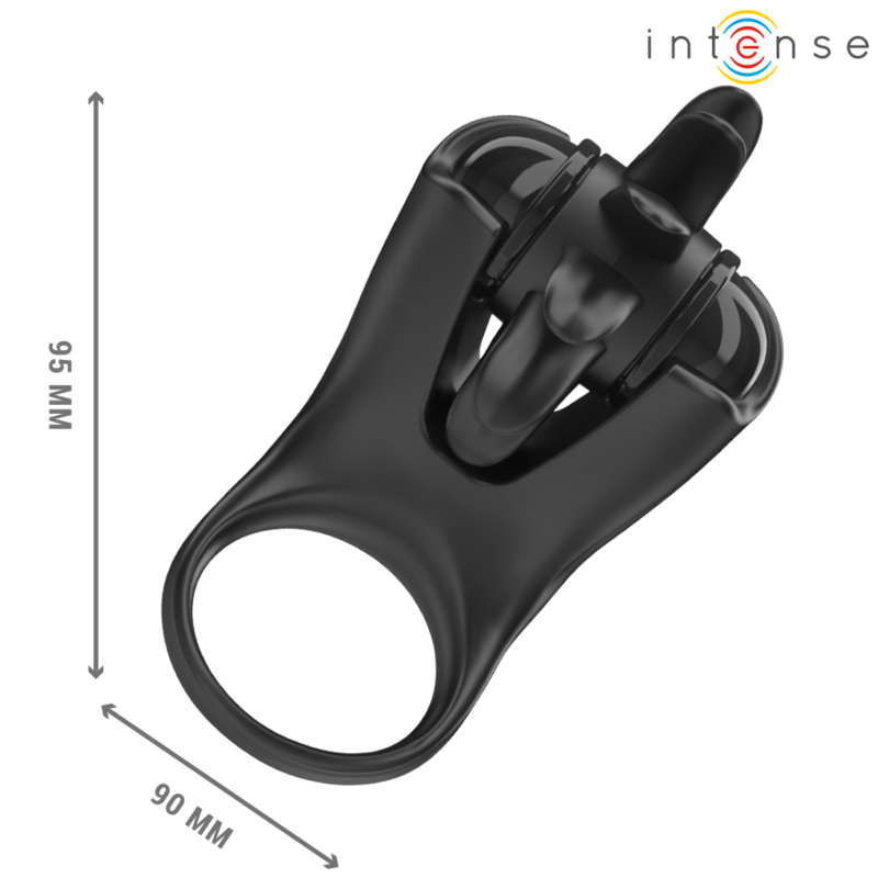 INTENSE - MABEL ANNEAU VIBRANT 10 VIBRATIONS AVEC STIMULATEUR DE CLITORIS NOIR INTENSE COUPLES TOYS