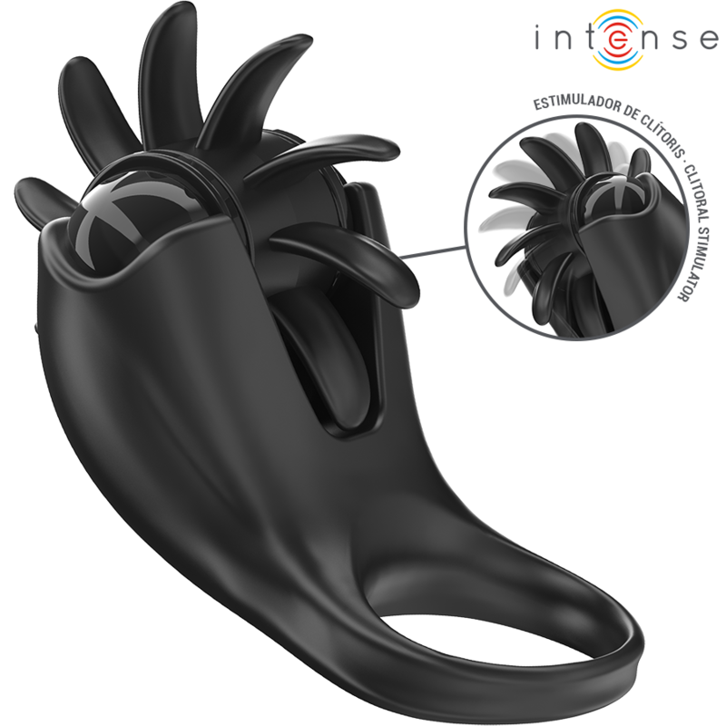 INTENSE - MABEL ANNEAU VIBRANT 10 VIBRATIONS AVEC STIMULATEUR DE CLITORIS NOIR INTENSE COUPLES TOYS