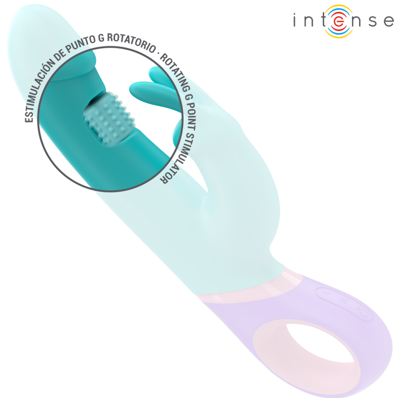 INTENSE - MONICA VIBRATEUR RABBIT AVEC STIMULATEUR DE POINT G ROTATIF BLEU INTENSE FUN