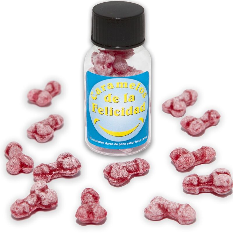 DIABLO PICANTE - POT DE 12 BONBONS HAPPY PENIS AUX FRAISE/CERISE DIABLO PICANTE