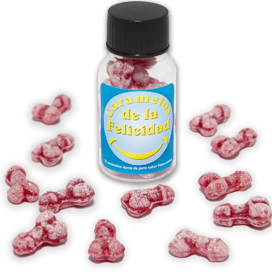 DIABLO PICANTE - POT DE 12 BONBONS HAPPY PENIS AUX FRAISE/CERISE DIABLO PICANTE