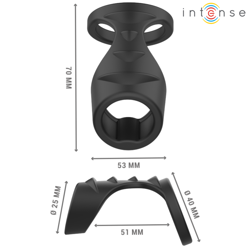 INTENSE - THEO ANNEAU PÉNIS DOUBLE SILICONE NOIR MODÈLE 3 INTENSE COUPLES TOYS