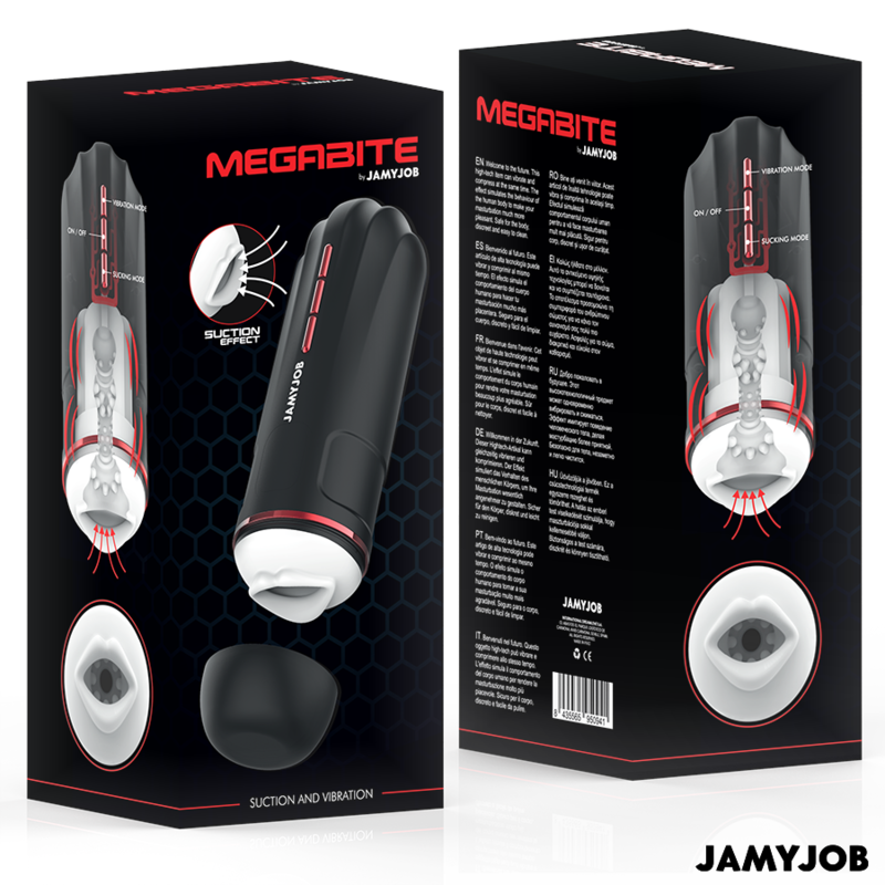 JAMYJOB - MASTURBATEUR BUCCAL AUTOMATIQUE MEGABITE 5 MODES D'ASPIRATION ET DE VIBRATION JAMYJOB