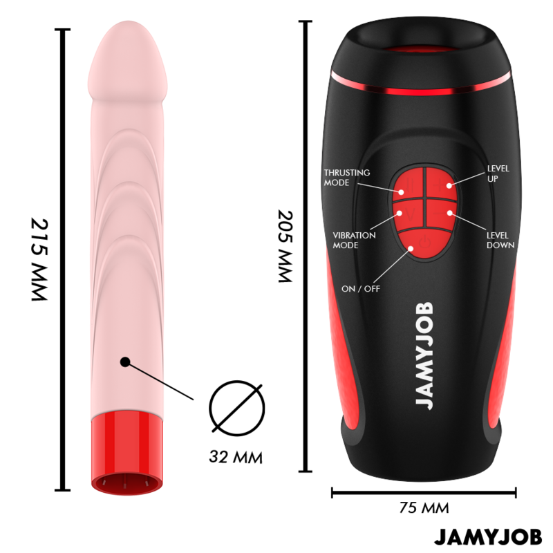 JAMYJOB - MASTURBATEUR AUTOMATIQUE PYSTON BASE AVEC DILDO À TÉLÉCOMMANDE JAMYJOB