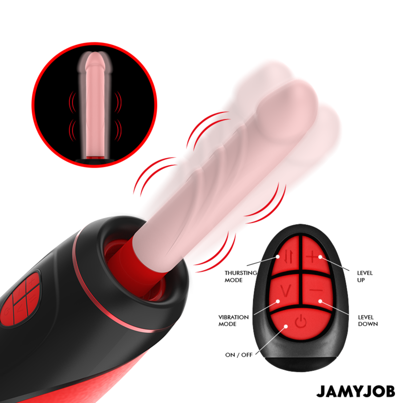 JAMYJOB - MASTURBATEUR AUTOMATIQUE PYSTON BASE AVEC DILDO À TÉLÉCOMMANDE JAMYJOB