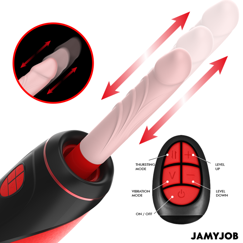 JAMYJOB - MASTURBATEUR AUTOMATIQUE PYSTON BASE AVEC DILDO À TÉLÉCOMMANDE JAMYJOB