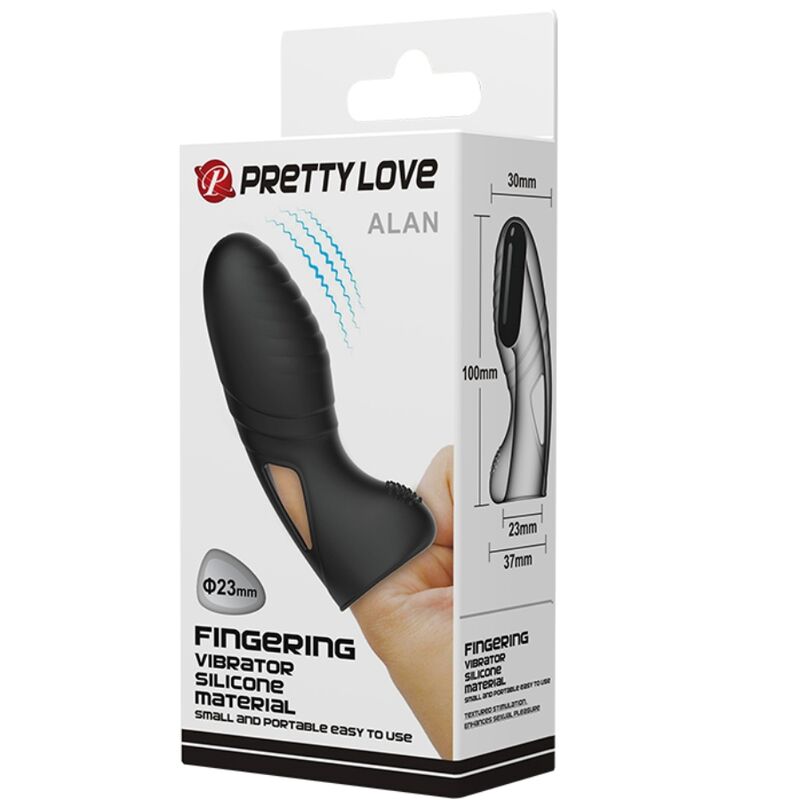 PRETTY LOVE - ALAN VIBRATEUR DE DOIGTS EN SILICONE NOIR PRETTY LOVE