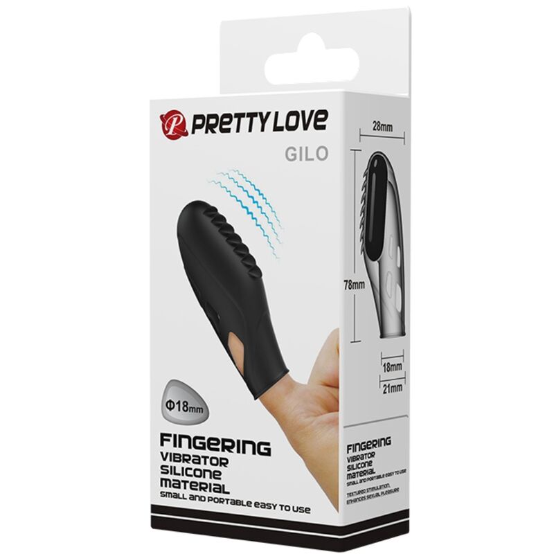 PRETTY LOVE - VIBRATEUR DOIGT EN SILICONE GILO NOIR PRETTY LOVE