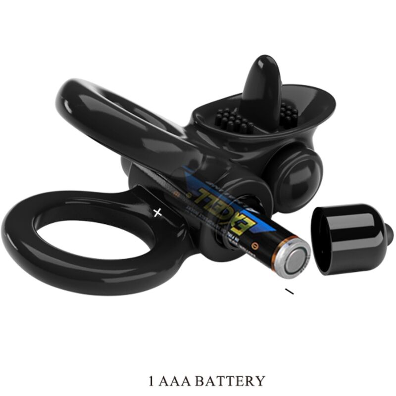 PRETTY LOVE - PASSIONATE RING DOUBLE ANNEAU VIBRANT + STIMULATEUR DE CLITORIS NOIR PRETTY LOVE