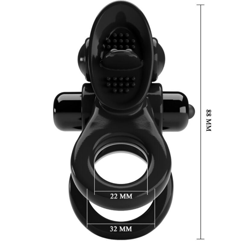 PRETTY LOVE - PASSIONATE RING DOUBLE ANNEAU VIBRANT + STIMULATEUR DE CLITORIS NOIR PRETTY LOVE