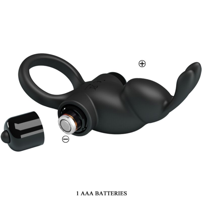 PRETTY LOVE - ANNEAU VIBRANT + STIMULATEUR DE CLITORIS RABBIT 10 VIBRATIONS NOIR PRETTY LOVE