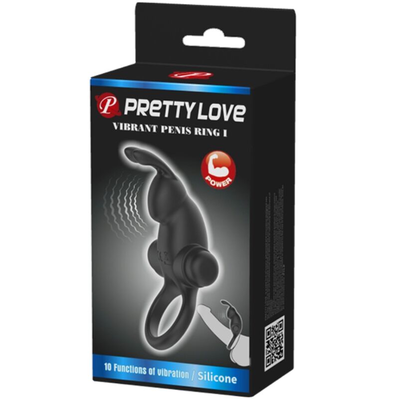 PRETTY LOVE - ANNEAU VIBRANT + STIMULATEUR DE CLITORIS RABBIT 10 VIBRATIONS NOIR PRETTY LOVE