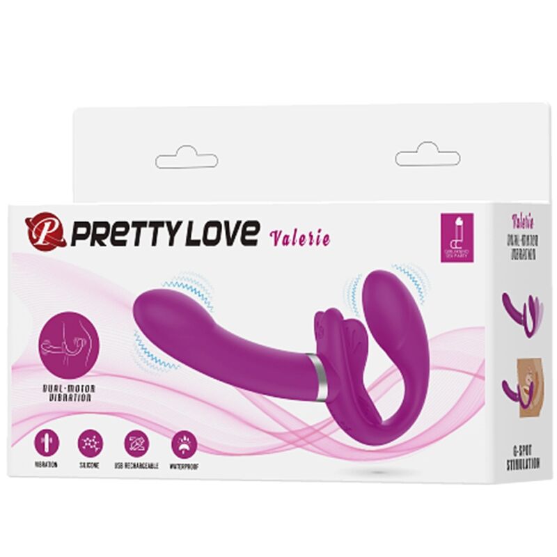PRETTY LOVE - VIBRATEUR DOUBLE STRAP-ON VALERIE 12 VIBRATIONS VIOLET PRETTY LOVE