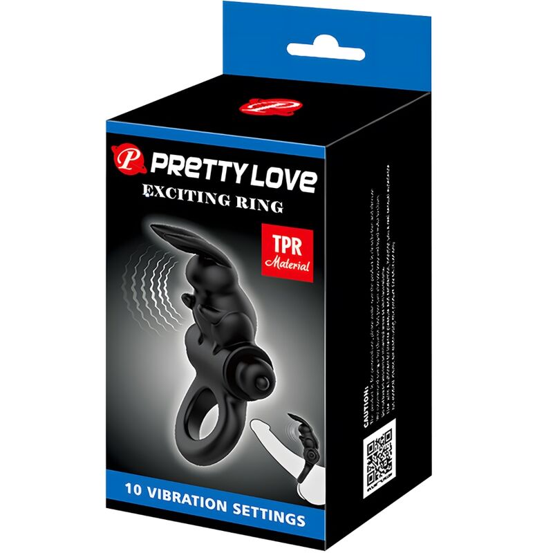 PRETTY LOVE - ANNEAU VIBRATEUR EXCITANT RABBIT 10 VIBRATIONS NOIR PRETTY LOVE