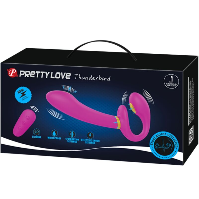 PRETTY LOVE - THUNDERBIRD DOUBLE VIBRATEUR STRAP-ON TÉLÉCOMMANDE VIOLET PRETTY LOVE