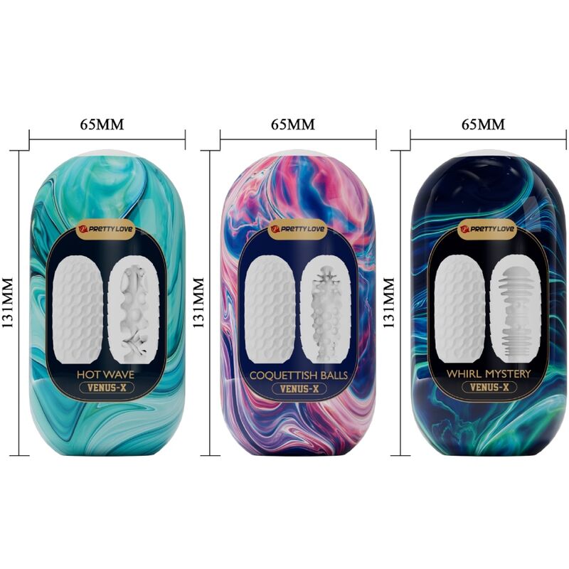 PRETTY LOVE - VENUS X 15 MASTURBATEURS HOMMES EN SILICONE BLANC PRETTY LOVE