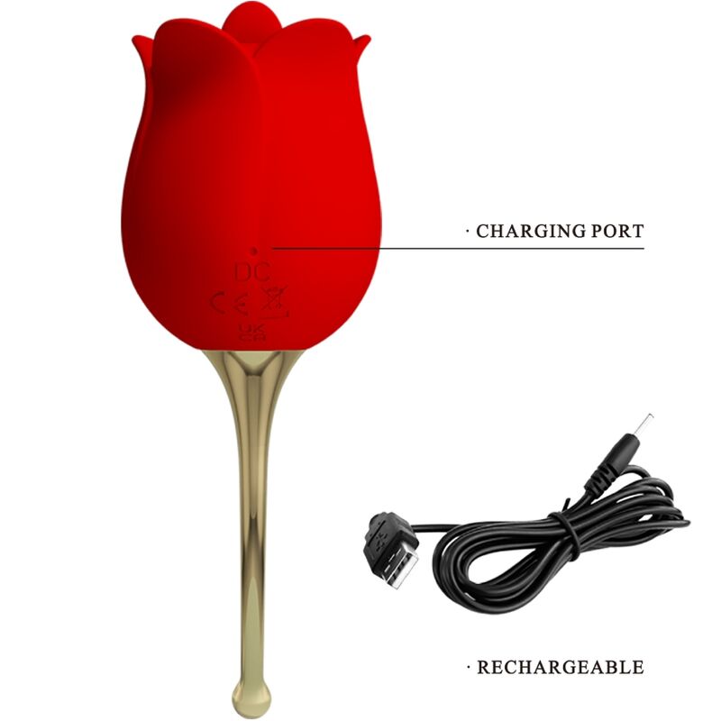 PRETTY LOVE - ROSE LOVER STIMULATEUR DE CLITORIS ROSE 12 VIBRATIONS ROUGE PRETTY LOVE
