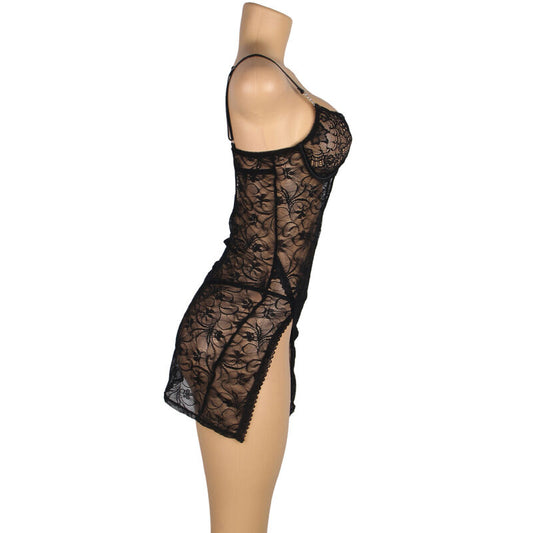 SUBBLIME - 954185 BABYDOLL EN DENTELLE À BRETELLES RÉGLABLES NOIRE S/M SUBBLIME BABYDOLLS