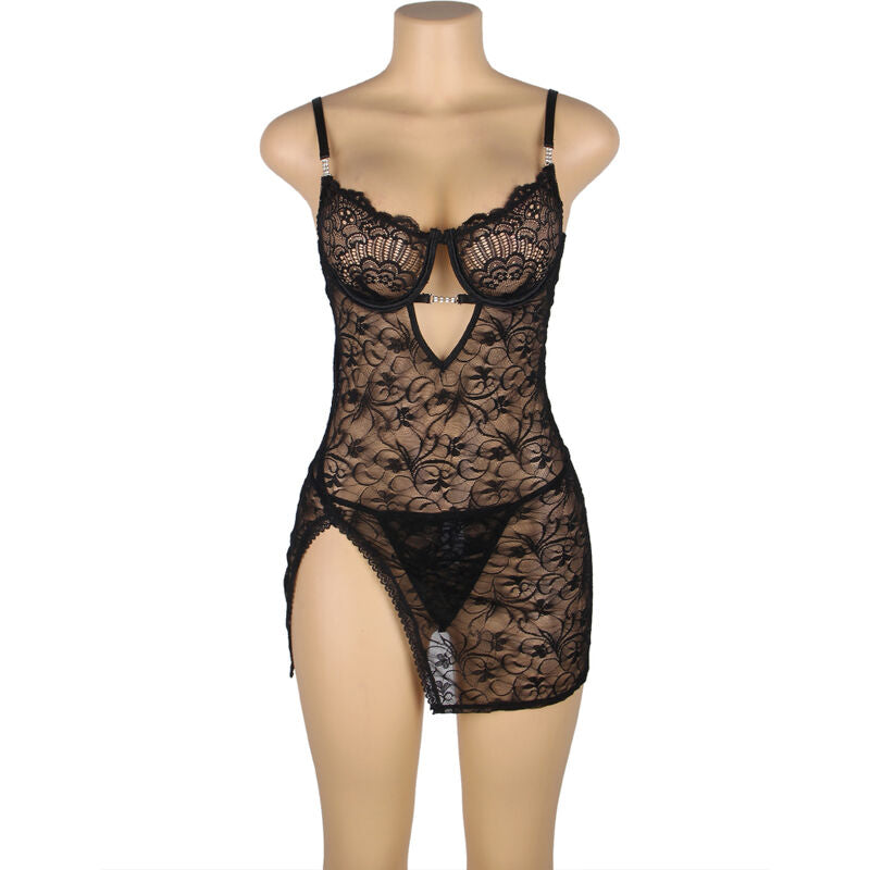 SUBBLIME - 954185 BABYDOLL EN DENTELLE À BRETELLES RÉGLABLES NOIRE S/M SUBBLIME BABYDOLLS