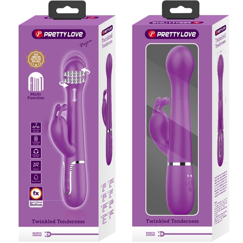 PRETTY LOVE - VIBRATEUR LAPIN MULTIFONCTION 3 EN 1 DEJON VIOLET PRETTY LOVE