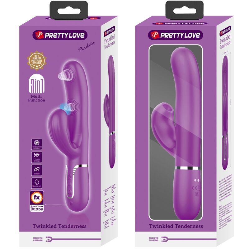 PRETTY LOVE - VIBRATEUR LAPIN MULTIFONCTION 3 EN 1 PERLITA VIOLET PRETTY LOVE