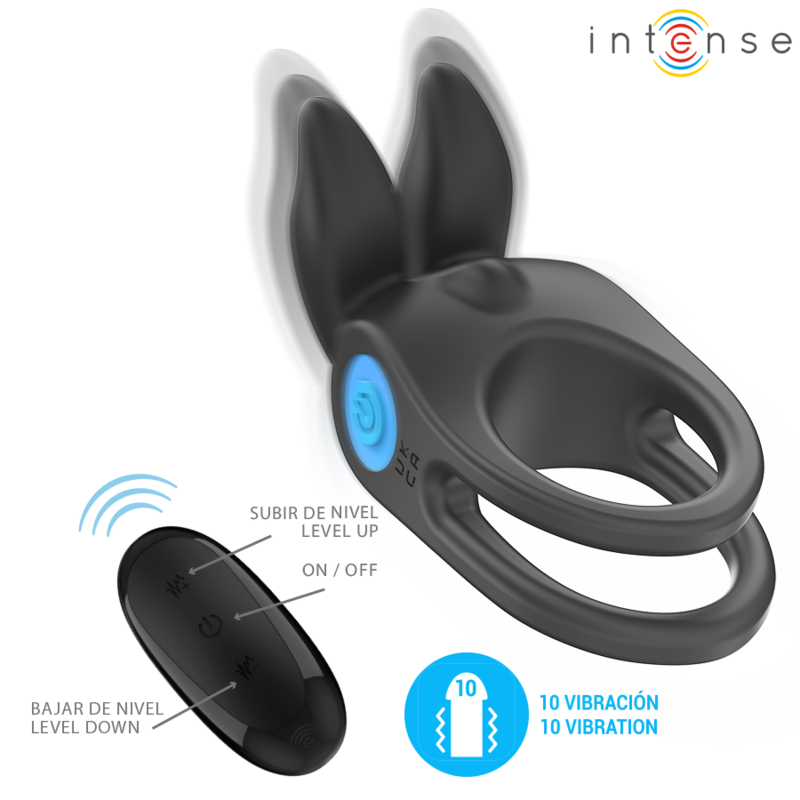 INTENSE - SAM VIBRATEUR DOUBLE ANNEAU PÉNIS 10 VIBRATIONS NOIR INTENSE COUPLES TOYS