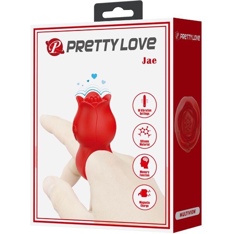 PRETTY LOVE - VIBRATEUR DE DOIGT EN FORME DE JAE ROSE 10 VIBRATIONS ROUGE PRETTY LOVE