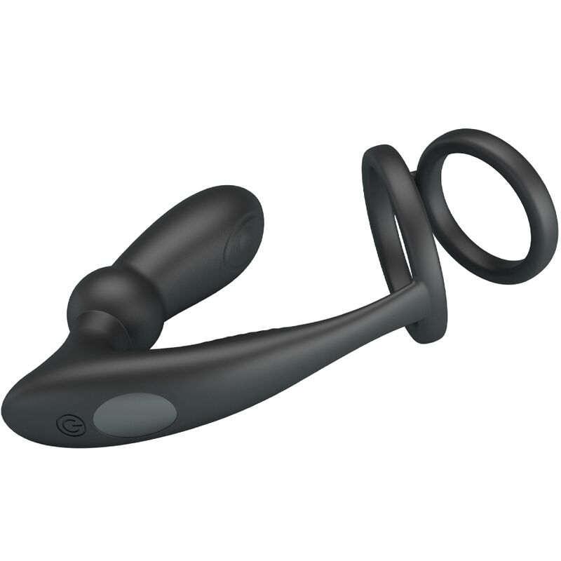 PRETTY LOVE - ANNEAU PÉNIS EMONI + PLUG ANAL 12 VIBRATIONS NOIR PRETTY LOVE