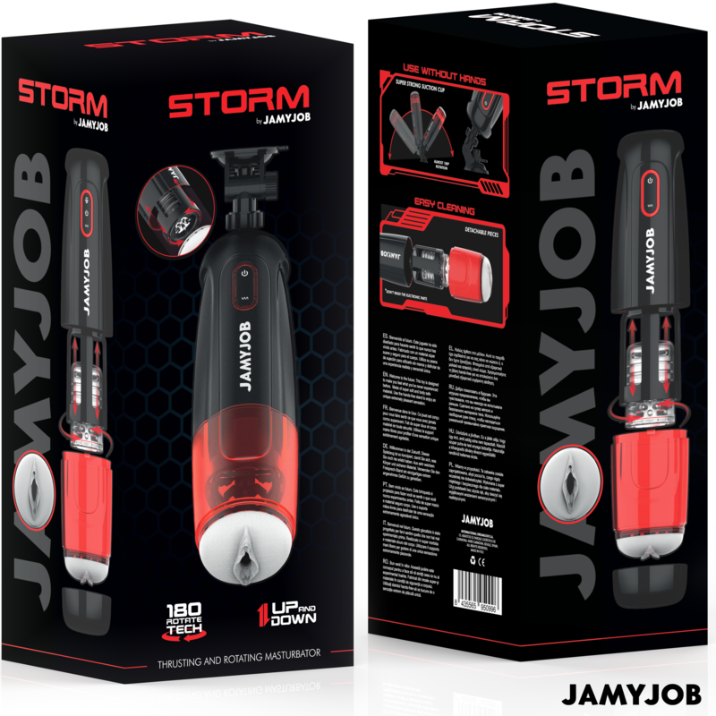 JAMYJOB - MASTURBATEUR VAGIN AUTOMATIQUE STORM 10 MODES DE ROTATION ET DE POUSSÉE JAMYJOB