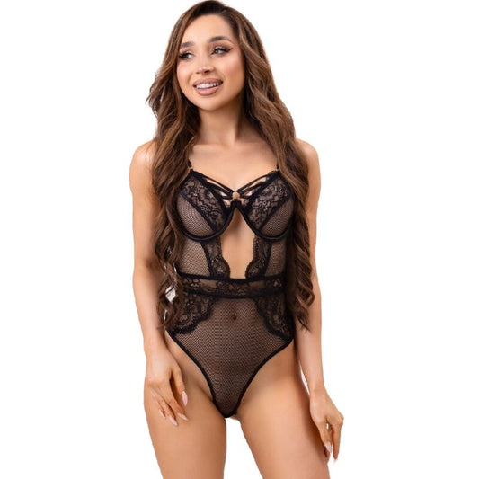 LIVCO CORSETTI FASHION - BODY PAULA LC 20209 AVEC DÉCORATIONS EN DENTELLE NOIR S/M LIVCO CORSETTI BODIES