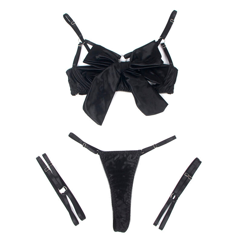 SUBBLIME - 955199 ENSEMBLE SOUTIEN-GORGE AVEC NŒUD NOIR RÉGLABLE S/M SUBBLIME SETS